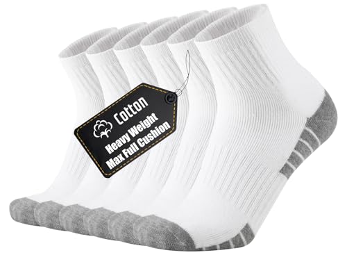 Image of ONKE Low Cut Quarter Socks for Men Athletic Exercise Running Sports Work | Cotton, Heavy Cushion, Moisture Wicking, Odor Control, Breathable, Comfortable, Anti Blister, Durable, Size M /L /XL 3 /6 Pack