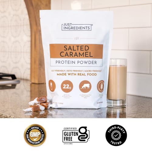 Image of Salted Caramel Protein Powder - 25-Serving Blend with 100% Grass-Fed Whey & Organic Plant Proteins - Flavored with Real Ingredients - Supports Muscle Recovery & Energy