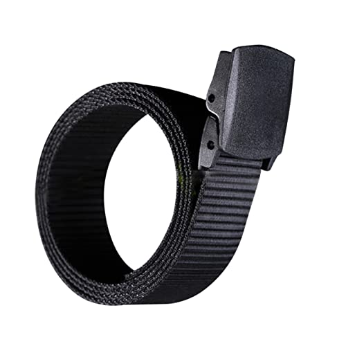 BESTYASH Men Casual Canvas Belt with Automatic Buckle Lightweight Web Belt for Everyday Use Durable Breathable Nylon Airport Friendly Design Black
