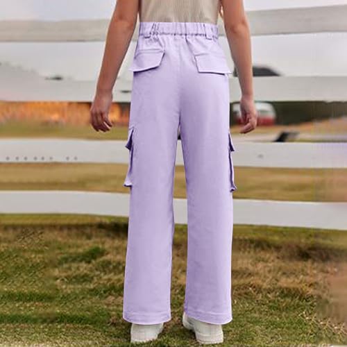 Girls Cargo Pants Kids High Waist Baggy Sweatpants with Pockets Slim Fit Straight Leg Casual Loose Sweatpants3