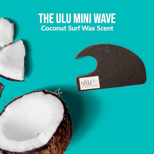 Image of ulu Lagoon Hanging Car Air Freshener | Tropical Beach Coconut Surf Wax Scent Mini Wave | Long Lasting Car Freshener, Closet and Beyond | Made In USA | 3 Pack (Black)