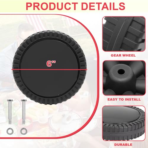 6 Inch Plastic Grill Wheels and Hardware Replacement Parts for Coleman LXE Roadtrip Grill Wheel, Coleman Roadtrip 2000005493 2000006921 2000010585 9949-450 9949-750 9949-758 9949-759 Parts, 2PCS