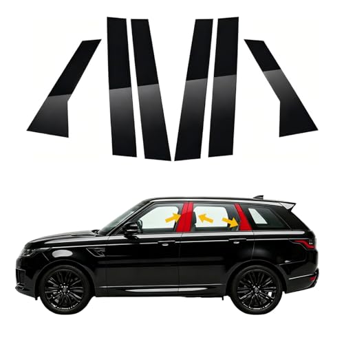 INLLWNU 6 PCS Gloss Black Door Window B/C-Pillar Trim Cover Stickers for Land Rover Range Rover Sport L494 2014 2015 2016 2017 2018 2019 2020 2021 2022 Exterior Decoration Kit
