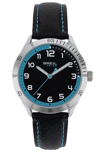 BREIL, Colección Mate, Reloj para Hombre, Reloj Only Time, Deportivo y Multifunción, con Correa y Esfera Negras, Rehault y Esfera Azul Claro, Cierre de Hebilla, Diámetro 37 mm, Negro y Azul Claro BREIL, Colección Mate, Reloj para Hombre, Reloj Only Time, Deportivo y Multifunción, con Correa y Esfera Negras, Rehault y Esfera Azul Claro, Cierre de Hebilla, Diámetro 37 mm, Negro y Azul Claro
