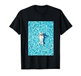 divertente bull terrier in piscina acqua nuotare carino cane mamma papà maglietta