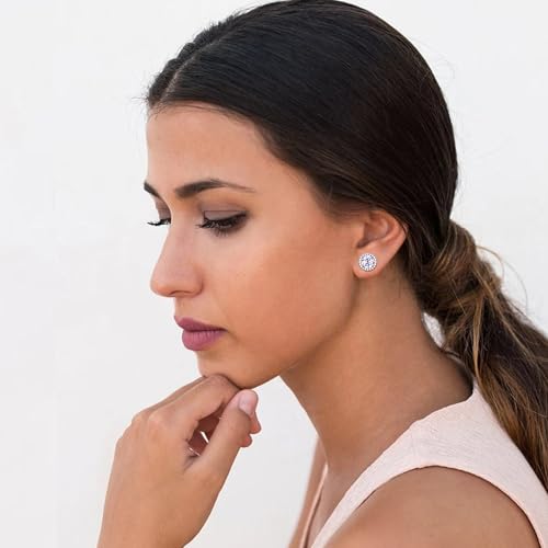 Moissanite Earrings Studs for Women, Round Cut D Color VVS1 Clarity Lab Created Moissanite Studs Earrings for Men S925 Sterling Silver Plated with 18k White Gold Jewelry3