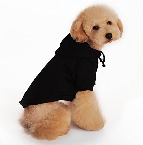 TOPSOSO Fashion Shop Pet Coat Polyester/Cotton Basic Dog Hoodie，Dog Jacket,Dog Fleece for Young Dog and Large Dog,6 Sizes avaiable and 4 Color for Choose (Black, S (Back 10"))