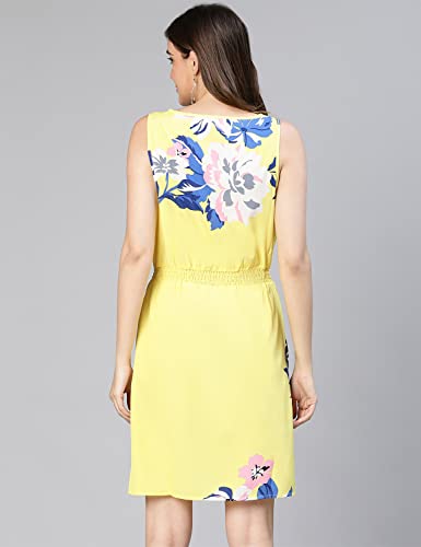 Image of oxolloxo Women Floral Print Elasticated & Tie-Knotted Dress