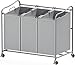 Simple Houseware Heavy-Duty 3-Bag Laundry Sorter Cart, Silver