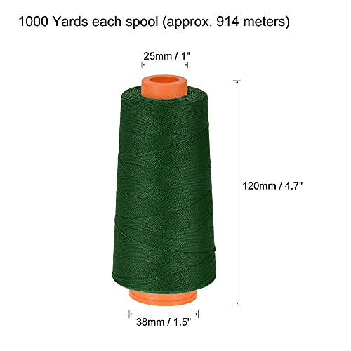 Hilo de poliéster uxcell 1000 yardas 20S/3 hilo multiusos para costura manual y a máquina, verde oscuro miniatura 2