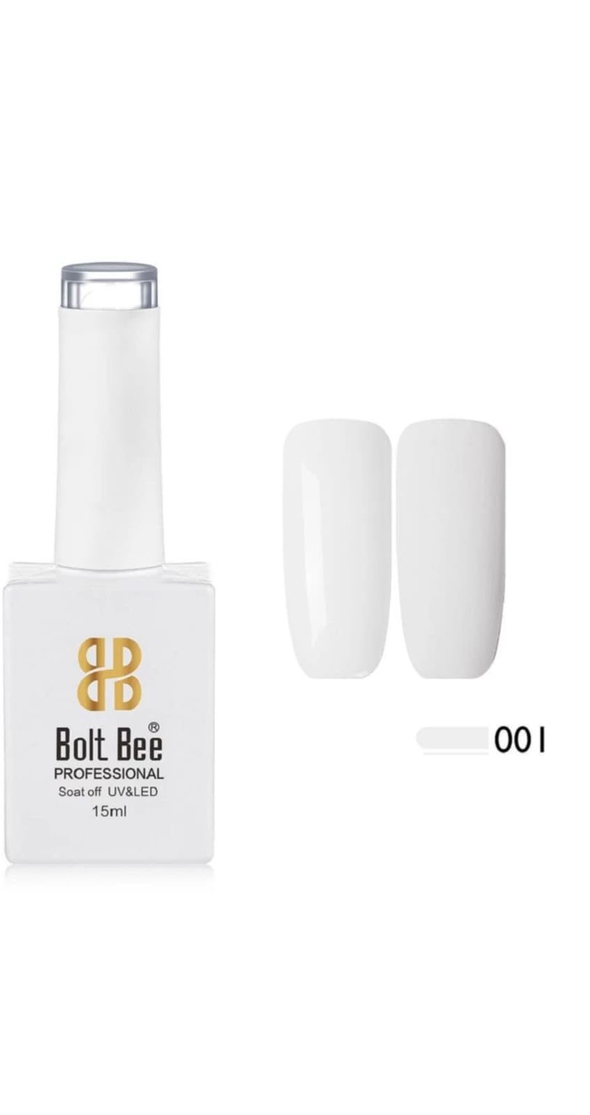 Bolt bee white Nail Polish, 1 Pcs 15ml White Color Soak Off Gel Polish Nail Art Manicure Salon DIY Gel Nail Design