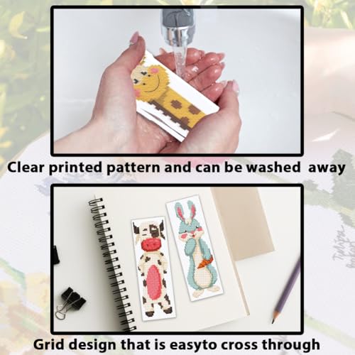Image of ACRNIGHEET 6PCS Cross Stitch Bookmark Kit for Beginner Cartoon Animals Stamped Cross Stitch Kits for Adults DIY Embroidery Bookmark Kits Crossstitch Kits Adult with Instructions Hand Craft Gift 11CT
