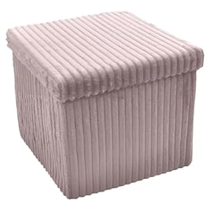 Nieuwe opvouwbare opbergdozen stoel voetkruk verpletterd fluweel en corduroy materiaal Ottomaanse opbergdoos met deksels voor kinderspeelgoed slaapkamer hal woonkamer (corduroy blush roze, 38 x 38 x