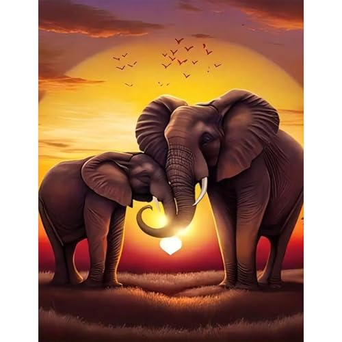 GLIDIAM 40x50cm Diamond Painting Elefant Groß, Diamant Malerei Bilder...