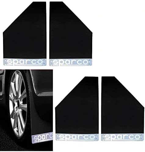 Adroitz AD-MUD-FLAP-BLK-ST4-ALTO 800 Sparco Racing Style Rubberized Car Mudflaps for Alto 800 (Set of 4, Black)