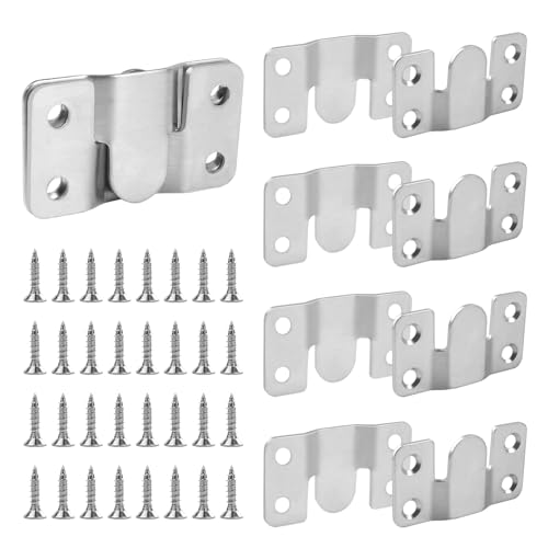 4 Pairs Stainless Steel Flush Mount Bracket, Interlocking Heavy Duty Photo Frame Hook, Interlocking...