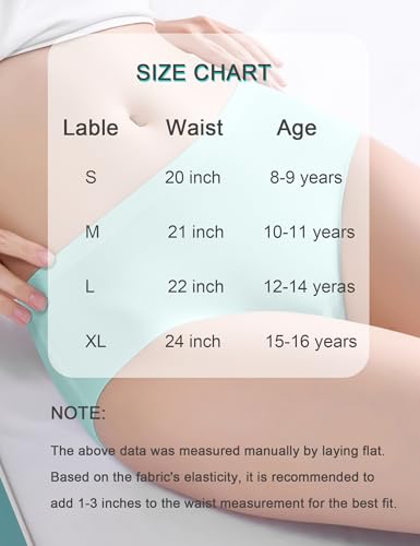 Kiench Teen Girls Seamless Panties Tagless No Show Underwear Plain Multipack of 94