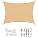 LEIBING Shade Sail 3.5x5m Waterproof PU Impregnated Sun Shade Canopy with Free Rope with Fixing Kit for Outdoor Patio Garden Yard Backyard Swimming Pool, Cream Color