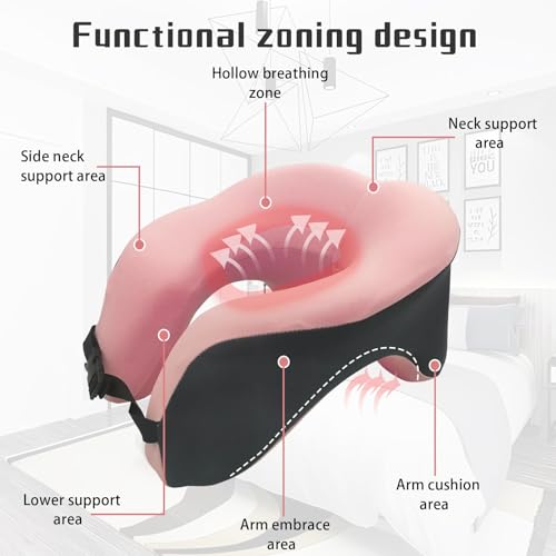 Almohada de espuma viscoelástica para cuello rosa miniatura 4