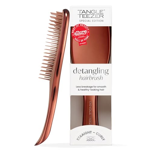 Tangle Teezer Ultimate Detangler Hairbrush - Cepillo Desenredante para Pelo Seco y Mojado - Apto para Todo Tipo de Cabello - Púas de Doble Altura, Menos Rotura y Sin Nudos - Cromado Bronce Chocolate