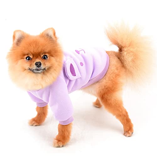 SMALLLEE_LUCKY_STORE Puppy Fleece Sweatshirt Pullover Jumper Sweater Cute Bear with Ears for Small Medium Dogs Cat Boy Girl Yorkie Chihuahua Kitten Warm Autumn Winter Clothes,Purple,S - Image 2