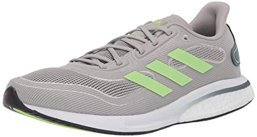 adidas Men's Supernova Running Shoe, Metal Grey/Signal Green/Silver Metallic, 10