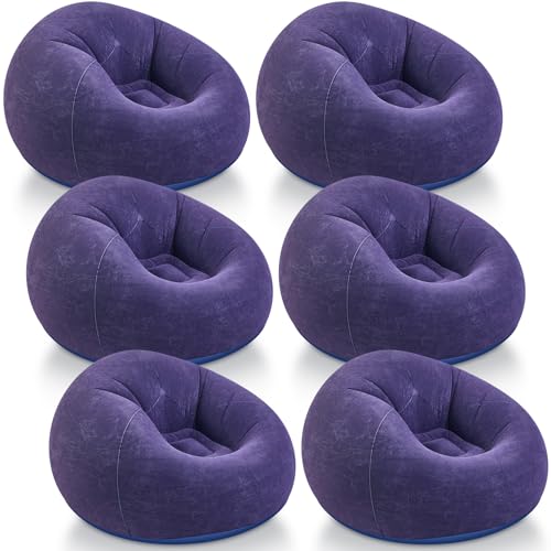 Image of Realspring Inflatable Bean Bag Chairs Outdoor Blow up Camping Chairs Inflatable Lazy Sofa Folding Portable Bean Bag Loungers Couch for Movie Night(Blue,6 Pcs)