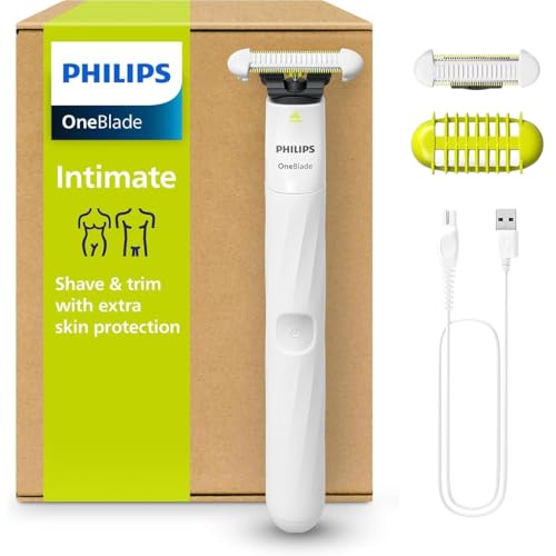 Philips OneBlade Intimate (AU Version with Extra Blade and Trimming Comb) Trimmer for Pubic and Body Grooming, Trim & Shave with Extra Skin Protection, Waterproof, QP1924/15
