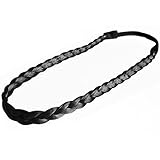 Polytree Women's Bohemian Elastic Braided Hair Headbands Hairband - Black