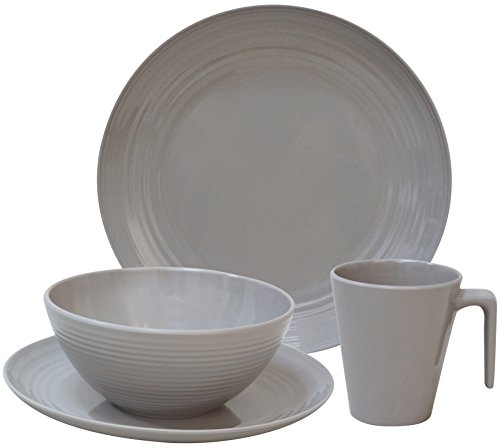 Flamefield 16-Piece Seramika Latte Melamine Set, Brown