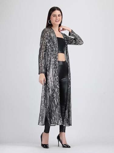 AOL Women's Long Power Net Sequinned Shrug3