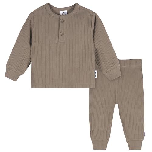 Gerber Baby Boys' Jogger Set, Brown, 0-3 Months