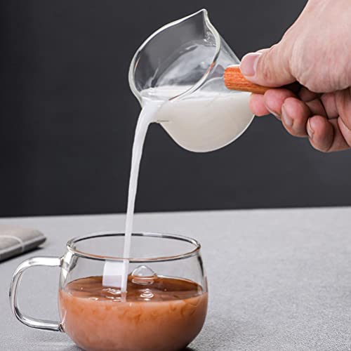 Taza medidora de café espresso con doble boquilla antigoteo y mango aislante de madera, 2 piezas 5
