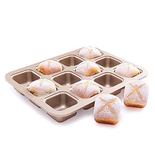 lxwi Molde para Pasteles 12 Tazas Molde Cuadrado para Pasteles Herramientas para Hornear Pan Mini Molde para Hamburguesas Molde para Hornear