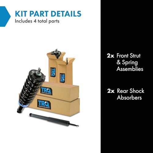 Image of TRQ Front and Rear Complete Strut Assembly & Shock Absorber Kit Complete Strut & Coil Spring Assembly Compatible with 2003-2007 Toyota Sequoia