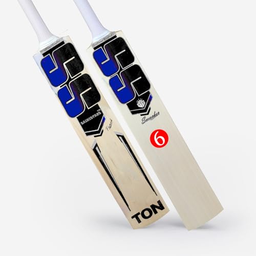 Image of Cricket Bat, Professional Grade Willow, Red and Black Design, Size 06 (Blue)