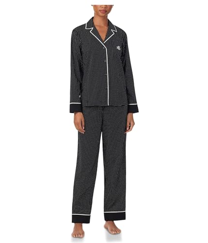 Lauren Ralph Lauren Women's Woven Notch Collar Long Pant Pajama Set