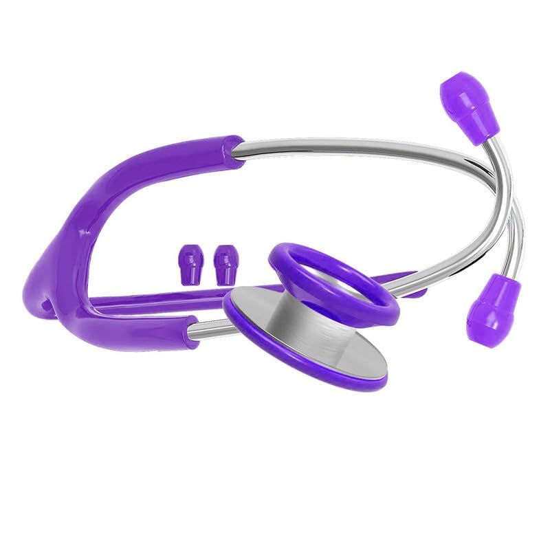 Professional Dual Head Stethoscope, Medical Grade with Spare Ear Tips, Adult Size (Purple)