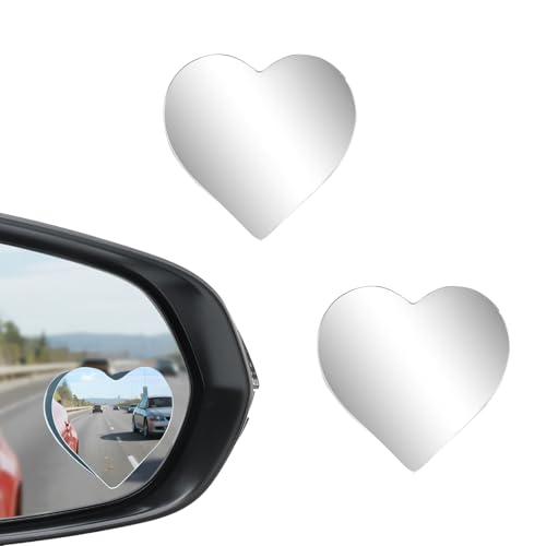2 PCS Blind Spot Mirror - Heart-Shaped HD Frameless Convex Rear View Mirrors,Adjustable Wide Angle Stick for Car,SUV & Truck Side Mirrors,Premium Automotive Accessories