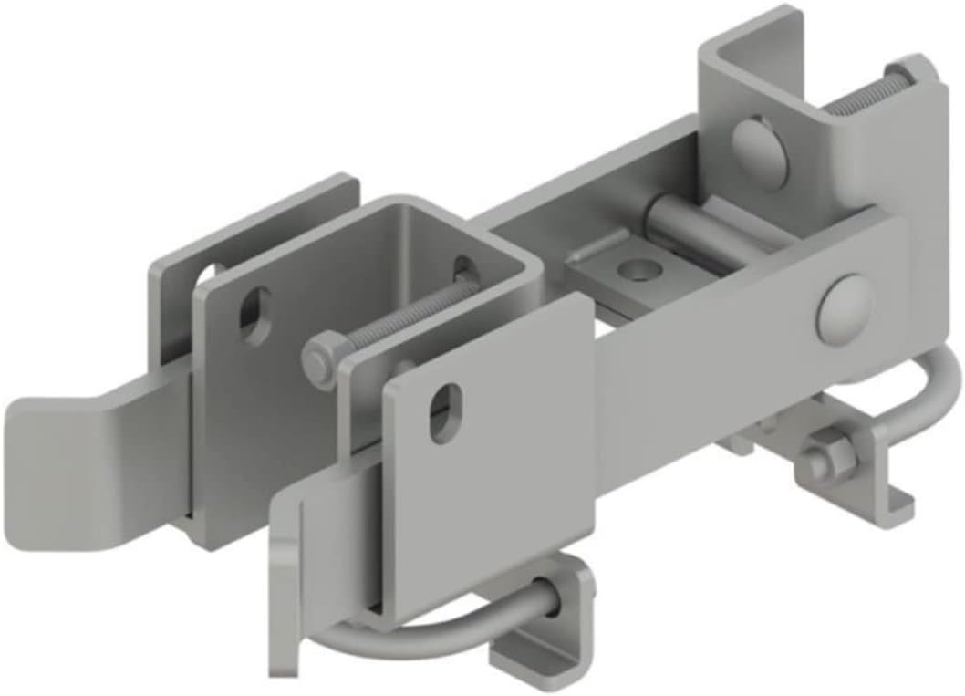 Chain Link Fence Commercial Strong Arm Double Gate Latch for 1-5/8" Thru 2" Gate Frames Pipe Sizes. Use This Double Gate Latch Where 2 Gates Swing Together.