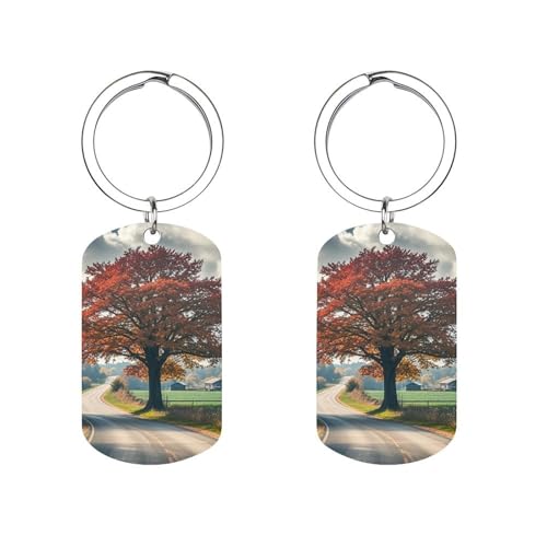 RLDOBOFE Custom Double Sided Forest Rural Roads Key Chain Personalized