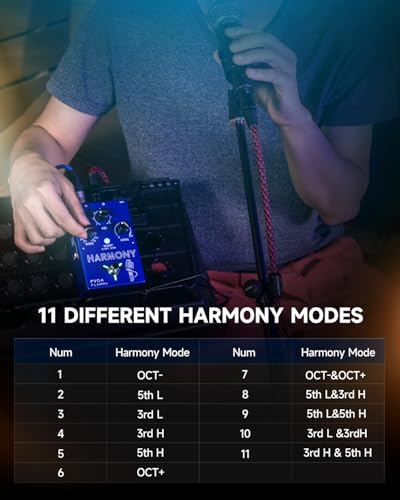 Image of FLAMMA FV04 Vocal Harmony Pedal Vocal Effects Processor Stompbox Voice Mic Harmonizer with Reverb 12 Pitches with 11 Different Harmony Modes All-In-One for Singer and Guirist Singing Recording