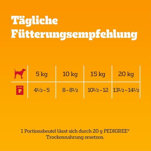 Pedigree Hund Portionsbeutel Protein Plus mit Stückchen in Gelee für ausgewachsene Hunde 4 x 12 x 85 g