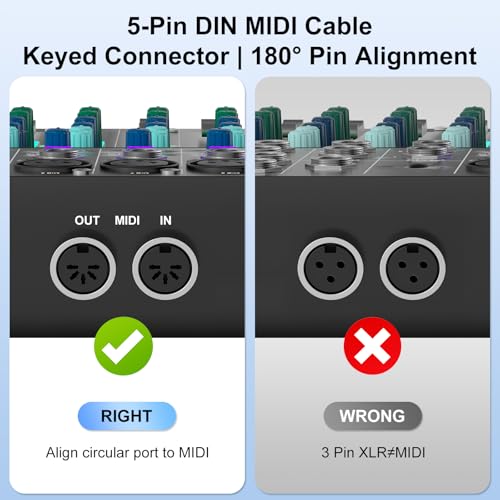 J&D 5-Pin DIN MIDI Câble, Câbles mâle à mâle Compatible avec le clavier, Synthétiseur, Guitar Multi Effets, Interface Audio/Mixeur/Amplificateur, Carte Son Externe (Rouge, 6 Pieds/1,8 m)