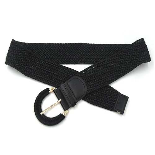 Earnda Women Braided Wide Belt Boho Woven Waist Belts for Summer Dress Jeans Pants with Semicircle Buckle Adjustable4