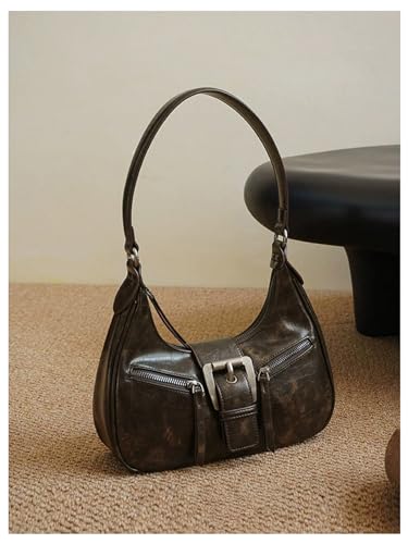 Verdusa Women's Vintage PU Leather Shoulder Bag Zipper Underarm Bags2