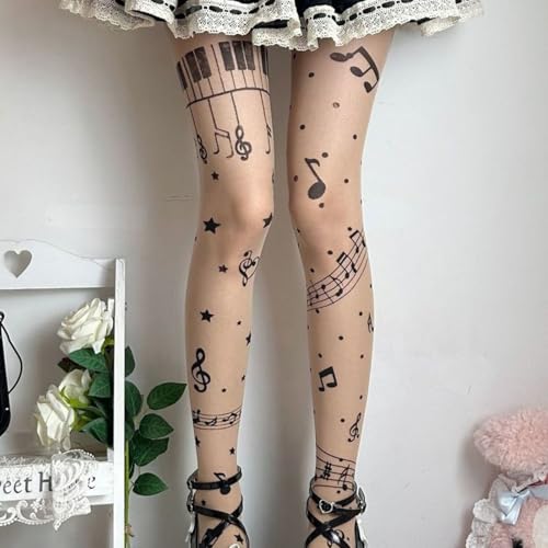 Womens Sheer Tights High Waist Patterned Tights Kwaii Transparent Thigh High Stockings Lolita Silk Thin Long Socks2