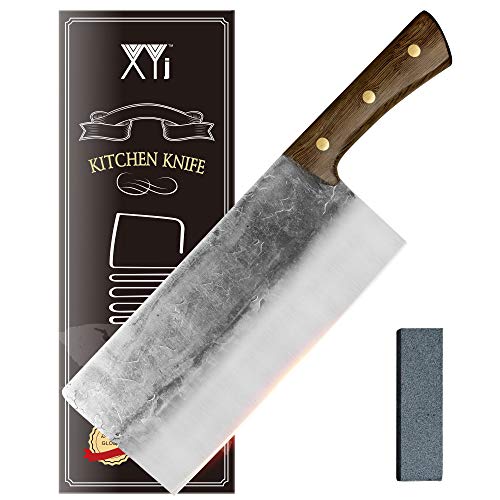 XYJ Kitchen Knives 8 Inch Cooking Chefs Knife 5Cr15 Stainless Steel Meat Cleaver Full Tang Outdoor Chopping Camping Knife Cutting Tool