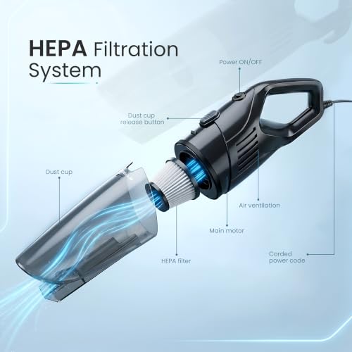Image of BELL TURBOHAND600 Handheld Car Vacuum Cleaner | 600W High-Power Suction | Advanced HEPA Filtration | Portable Vacuum for Car & Home | Washable Dust Cup BLACK