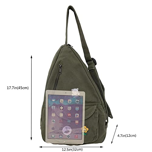 Sling Bag for Women Crossbody Backpack Shoulder Chest Bag Daypack Small Green Travel Canvas Casual Hiking Outdoor4